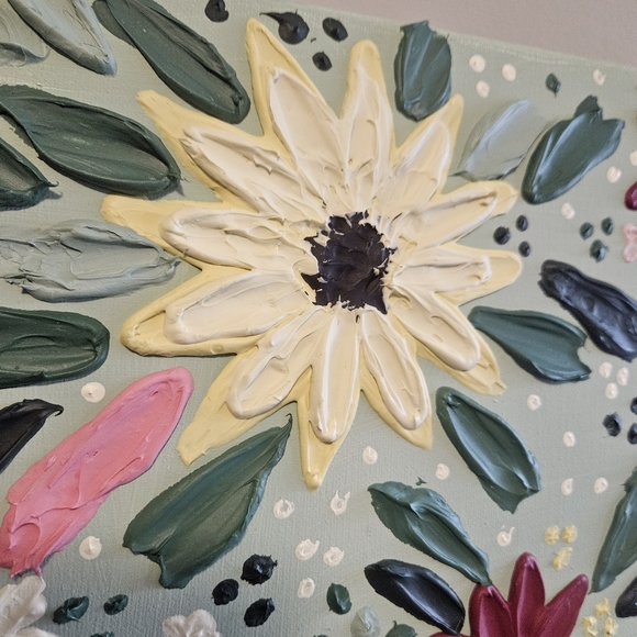 Textured hand made floral painting - Picture 8 of 10